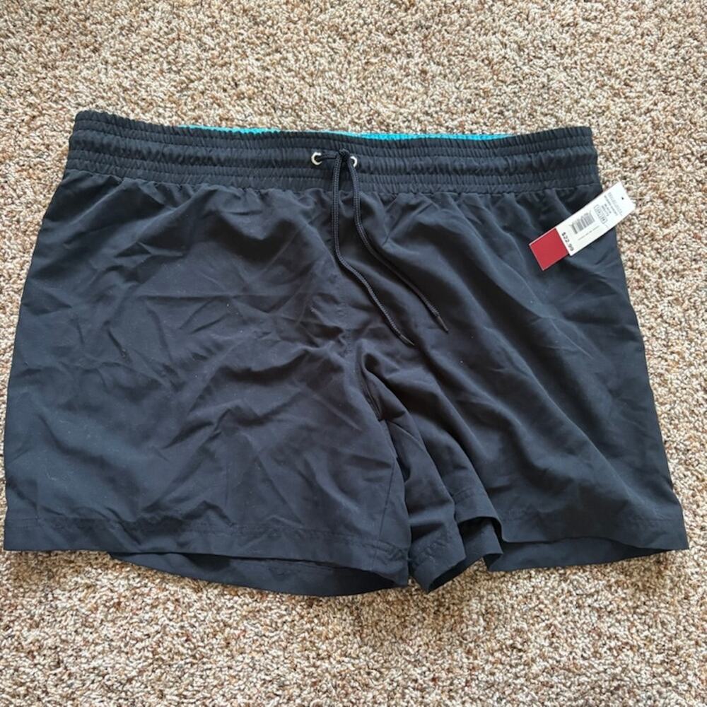 Merona MWT Black Board Shorts Waist Tie Womens sz 16W/18W Swim Beach Cover